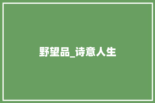 野望品_诗意人生