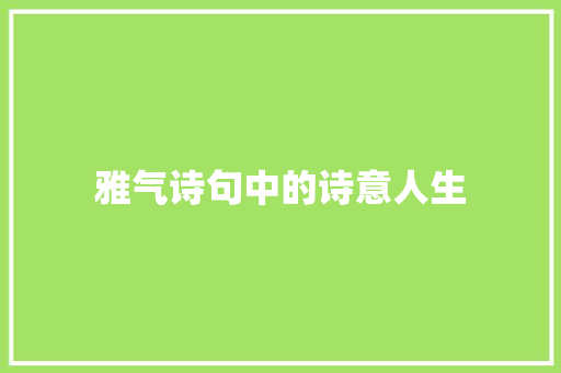 雅气诗句中的诗意人生