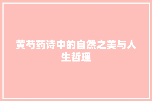 黄芍药诗中的自然之美与人生哲理 工作总结