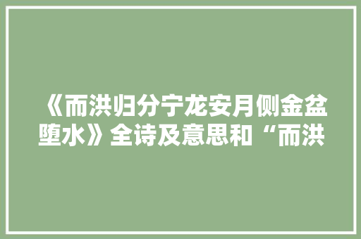 《而洪归分宁龙安月侧金盆堕水》全诗及意思和“而洪归分宁龙安月侧金盆堕水”的拼音注释
