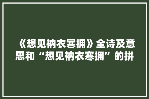 《想见衲衣寒拥》全诗及意思和“想见衲衣寒拥”的拼音注释 诗词鉴赏