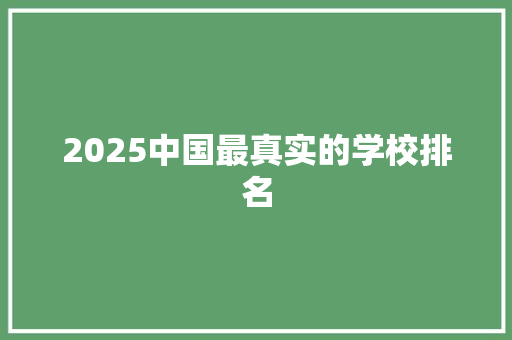 2025中国最真实的学校排名