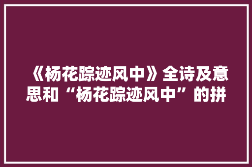 《杨花踪迹风中》全诗及意思和“杨花踪迹风中”的拼音注释 诗词鉴赏