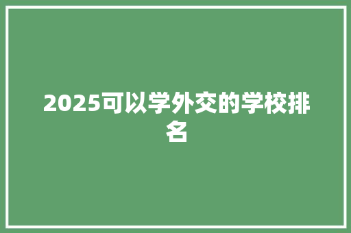 2025可以学外交的学校排名