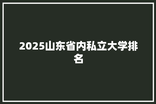 2025山东省内私立大学排名