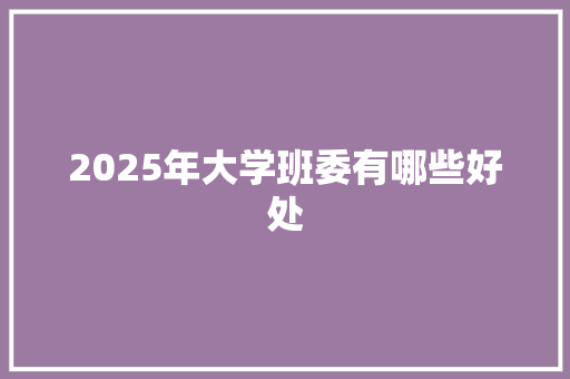 2025年大学班委有哪些好处