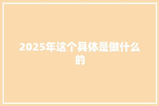 2025年这个具体是做什么的 项目报告