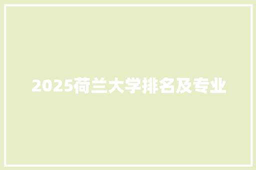 2025荷兰大学排名及专业