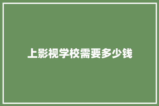 上影视学校需要多少钱