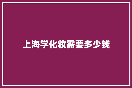 上海学化妆需要多少钱
