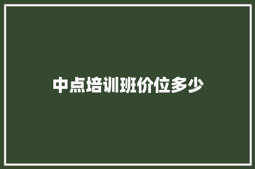 中点培训班价位多少