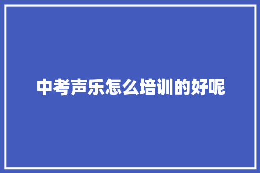 中考声乐怎么培训的好呢
