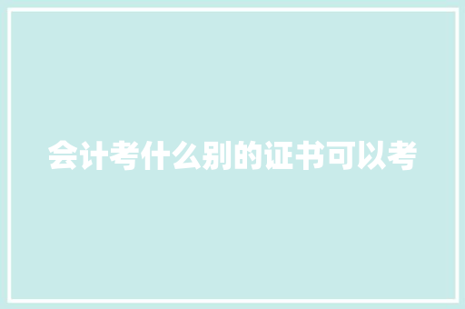 会计考什么别的证书可以考