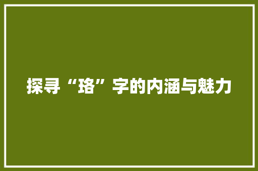 探寻“珞”字的内涵与魅力 会议纪要