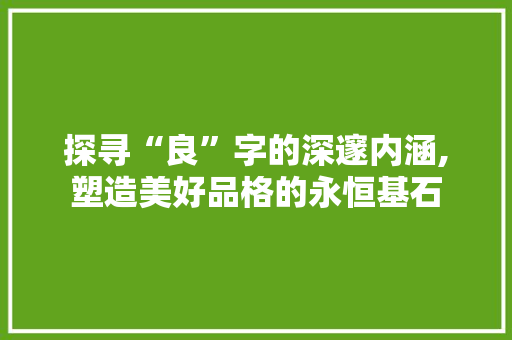 探寻“良”字的深邃内涵,塑造美好品格的永恒基石