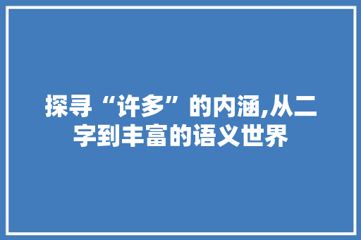 探寻“许多”的内涵,从二字到丰富的语义世界