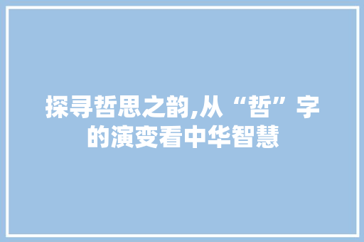 探寻哲思之韵,从“哲”字的演变看中华智慧