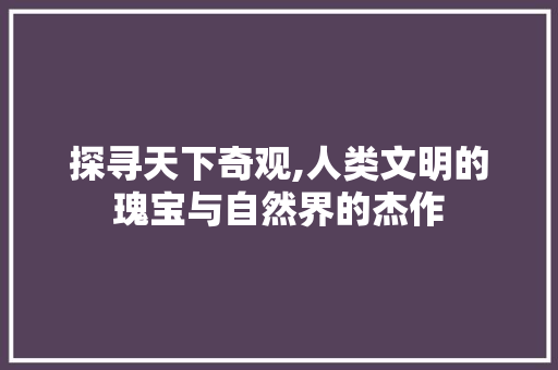 探寻天下奇观,人类文明的瑰宝与自然界的杰作 应用文