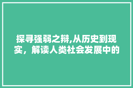 探寻强弱之辩,从历史到现实，解读人类社会发展中的强弱关系
