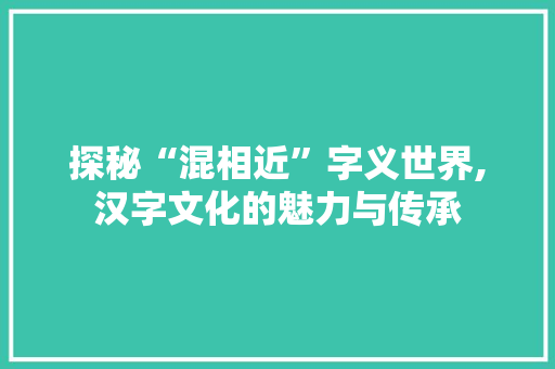 探秘“混相近”字义世界,汉字文化的魅力与传承