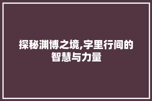 探秘渊博之境,字里行间的智慧与力量
