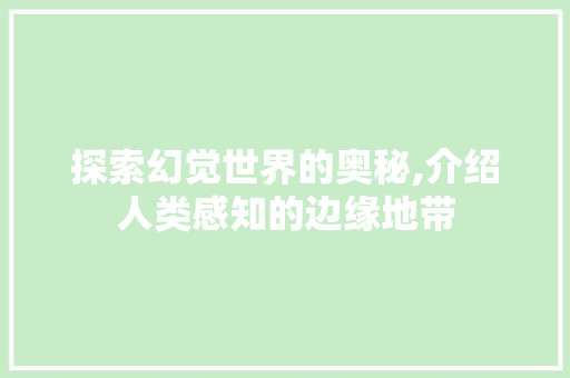 探索幻觉世界的奥秘,介绍人类感知的边缘地带