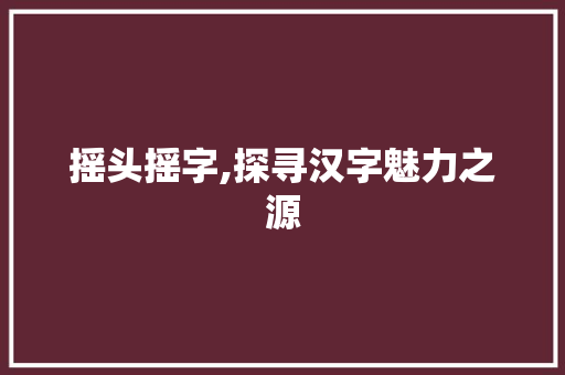 摇头摇字,探寻汉字魅力之源