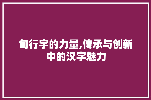 旬行字的力量,传承与创新中的汉字魅力