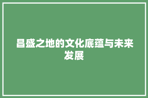 昌盛之地的文化底蕴与未来发展