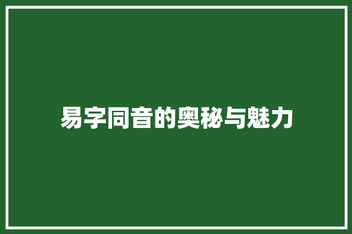易字同音的奥秘与魅力