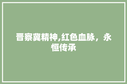 晋察冀精神,红色血脉，永恒传承