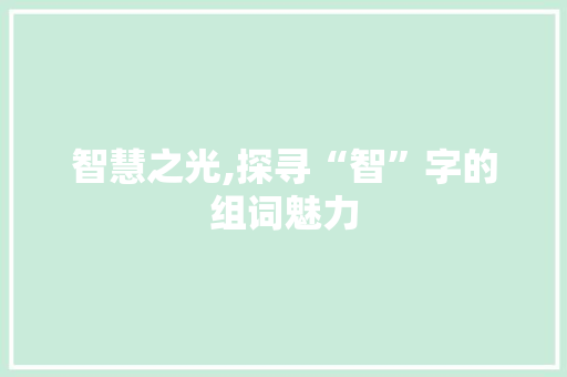智慧之光,探寻“智”字的组词魅力