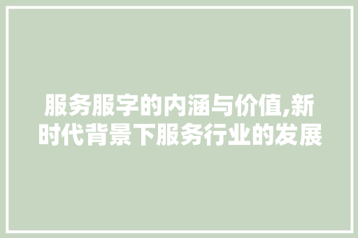 服务服字的内涵与价值,新时代背景下服务行业的发展之路