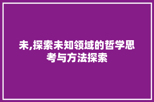 未,探索未知领域的哲学思考与方法探索