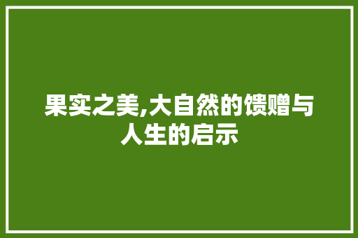 果实之美,大自然的馈赠与人生的启示