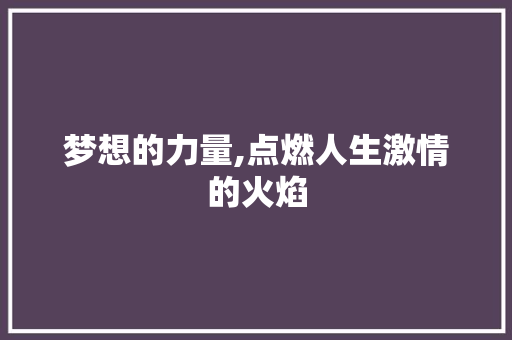 梦想的力量,点燃人生激情的火焰