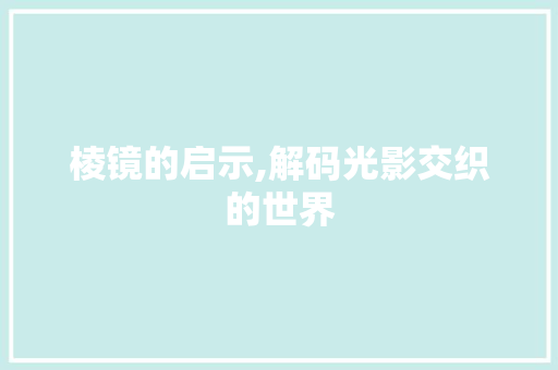 棱镜的启示,解码光影交织的世界