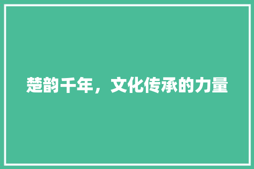 楚韵千年，文化传承的力量