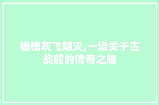 樯橹灰飞烟灭,一场关于古战船的传奇之旅