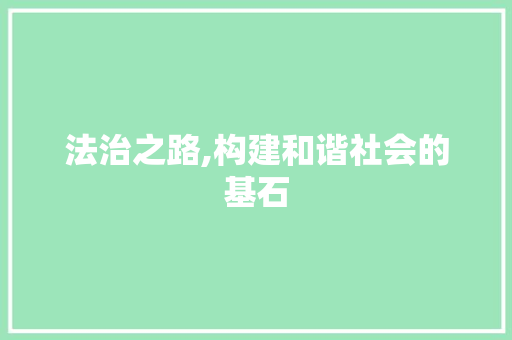 法治之路,构建和谐社会的基石