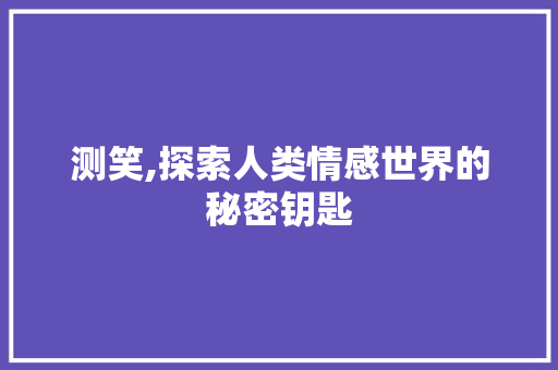测笑,探索人类情感世界的秘密钥匙