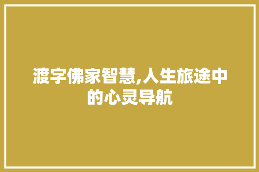 渡字佛家智慧,人生旅途中的心灵导航