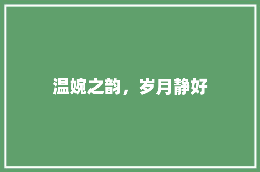 温婉之韵，岁月静好