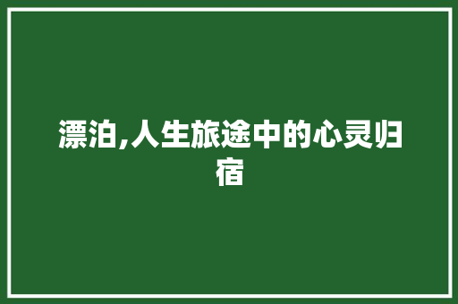 漂泊,人生旅途中的心灵归宿 诗词应用