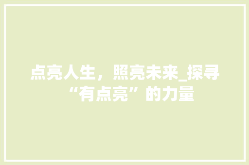 点亮人生，照亮未来_探寻“有点亮”的力量