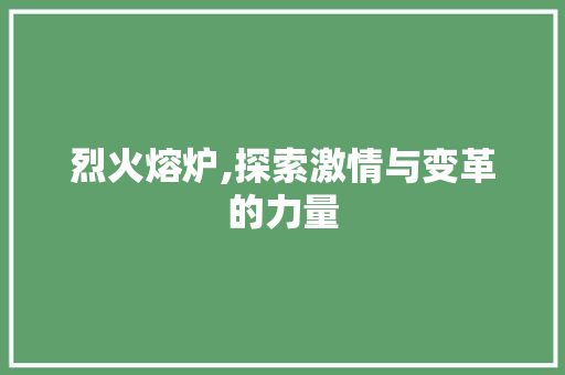 烈火熔炉,探索激情与变革的力量