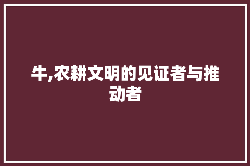 牛,农耕文明的见证者与推动者