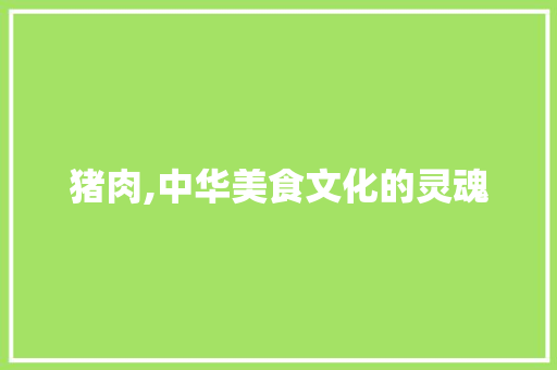 猪肉,中华美食文化的灵魂