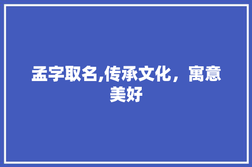 孟字取名,传承文化，寓意美好