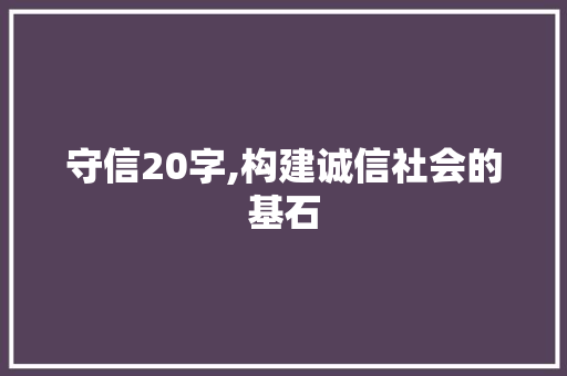 守信20字,构建诚信社会的基石